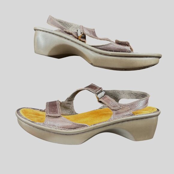 Naot Womens L9 Brown Leather Sandals Size 40 Made In Israel - Picture 2 of 7